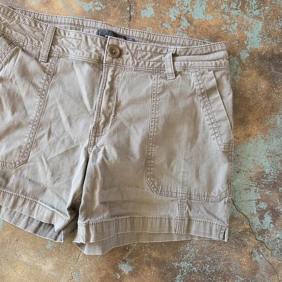 Prana Elle Shorts Size 8 Taupe Brown Organic Cotton Stretch Pockets 4" Inseam - Picture 3 of 8